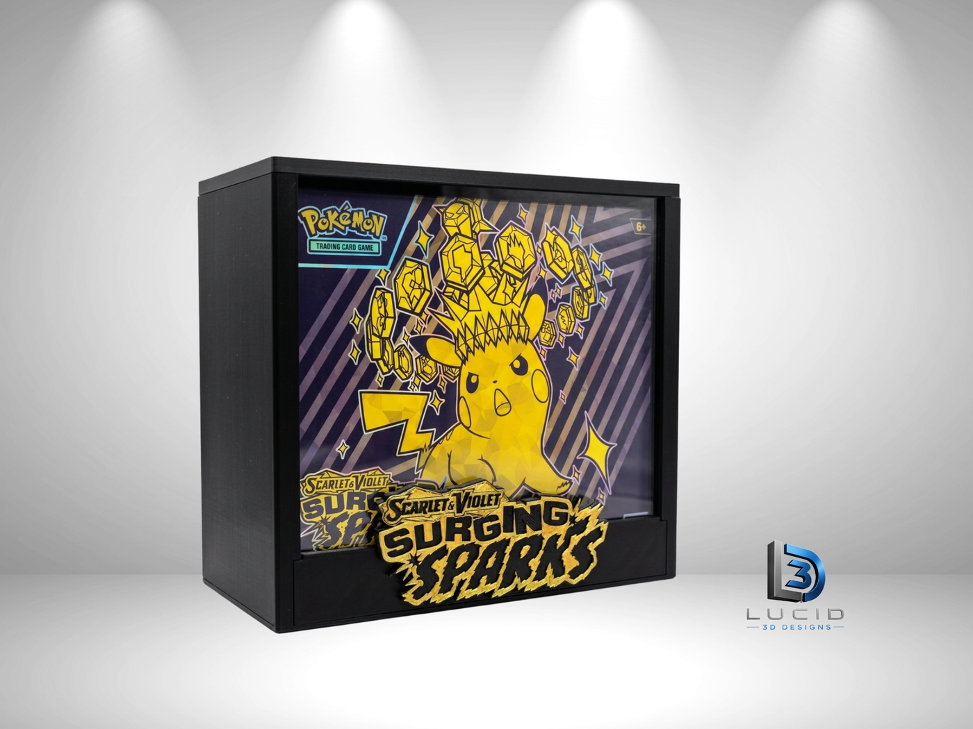 Surging Sparks ETB Display Case | Pokemon Elite Trainer Box Protector | 3D Printed PLA | Magnetic Lid | Acrylic | Collector Gift