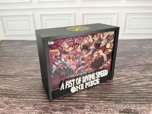 One Piece OP-11 A Fist of Divine Speed Booster Box Display Case | 3D Printed PLA | Magnetic Lid | Acrylic | TCG Collector Gift