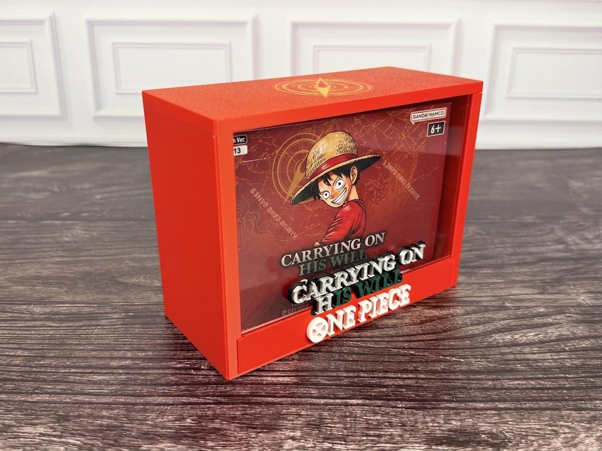 One Piece OP-13 Carrying On His Will booster box display case with box inside