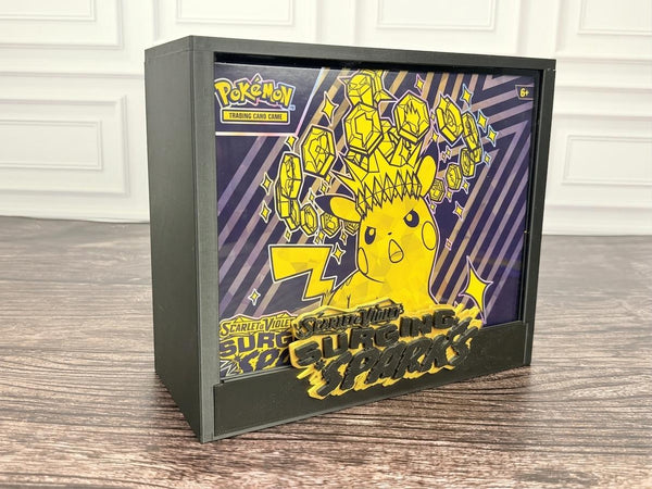 Surging Sparks ETB Display Case | Pokemon Elite Trainer Box Protector | 3D Printed PLA | Magnetic Lid | Acrylic | Collector Gift
