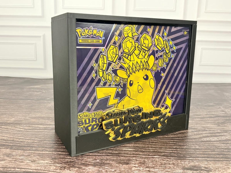 Surging Sparks ETB Display Case | Pokemon Elite Trainer Box Protector | 3D Printed PLA | Magnetic Lid | Acrylic | Collector Gift