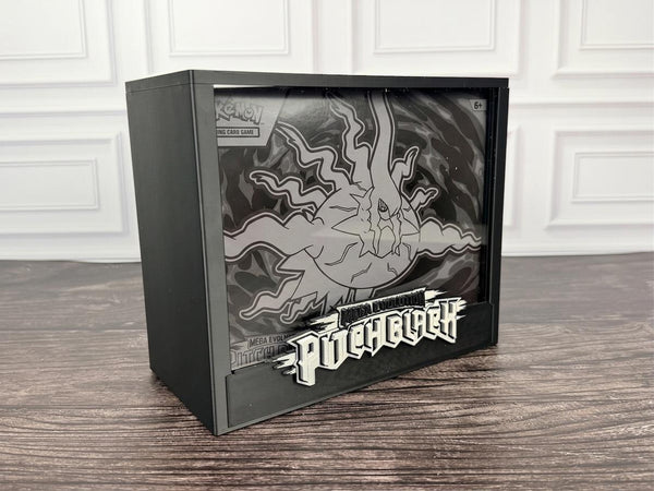Pitch Black ETB Display Case | Pokemon Elite Trainer Box Protector | 3D Printed PLA | Magnetic Lid | Acrylic | Collector Gift