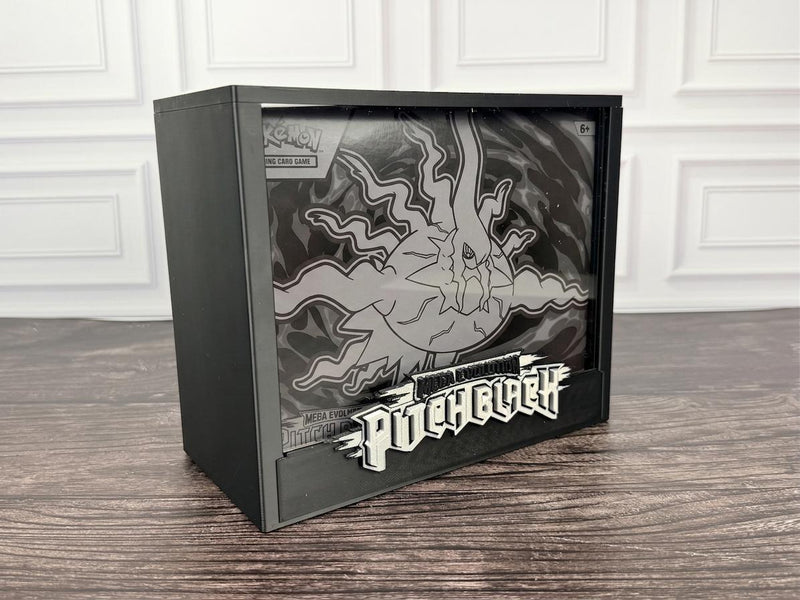 Pitch Black ETB Display Case | Pokemon Elite Trainer Box Protector | 3D Printed PLA | Magnetic Lid | Acrylic | Collector Gift