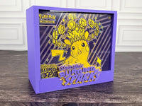 Surging Sparks ETB display case - lavender frame front angle