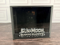 Burning Shadows ETB display case with silver raised logo plate