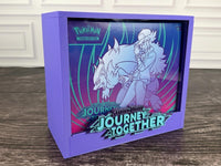 Purple Journey Together ETB display case with the Elite Trainer Box displayed inside
