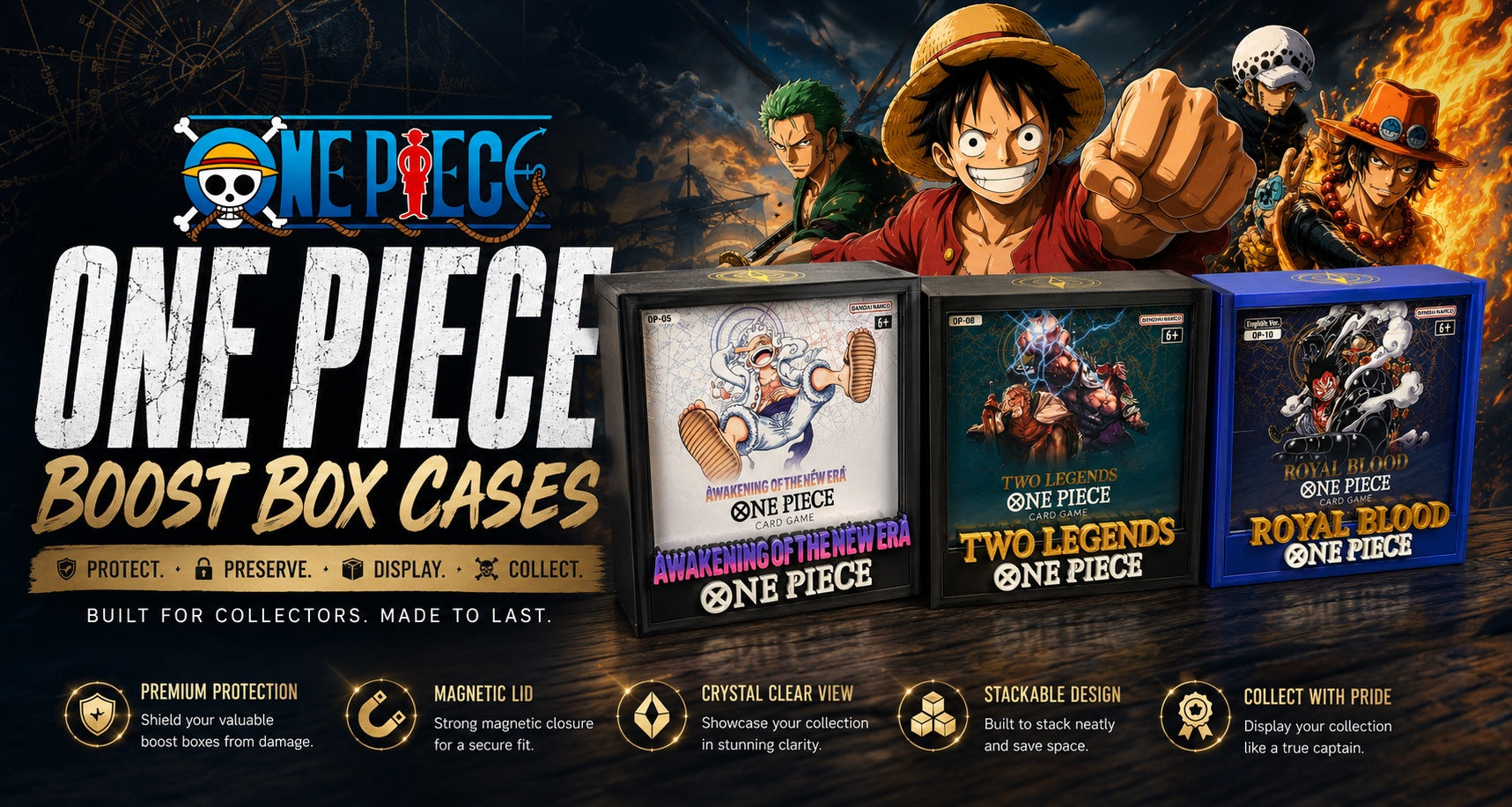 One Piece booster box display cases